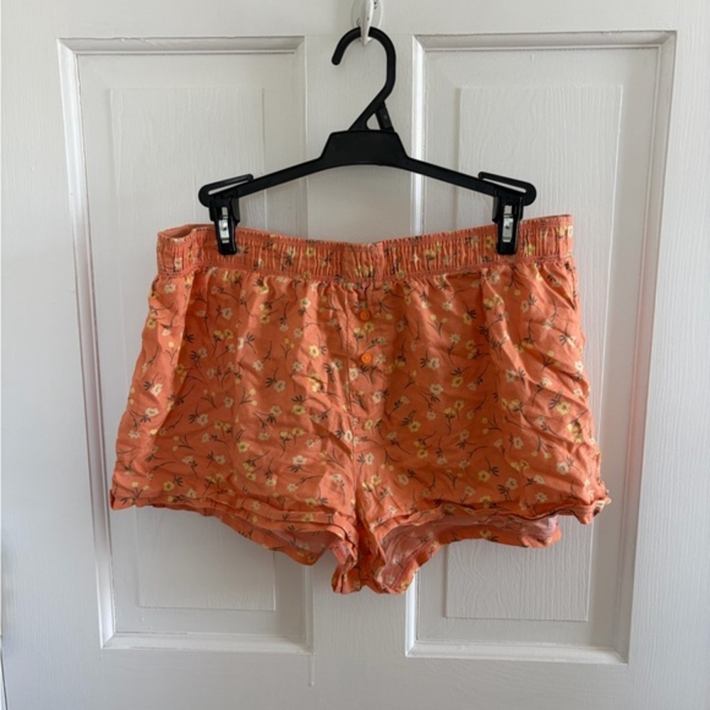 PINK Victoria's Secret Orange Floral High Waist Shorts